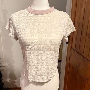 Free People Cream Textured Women's Top